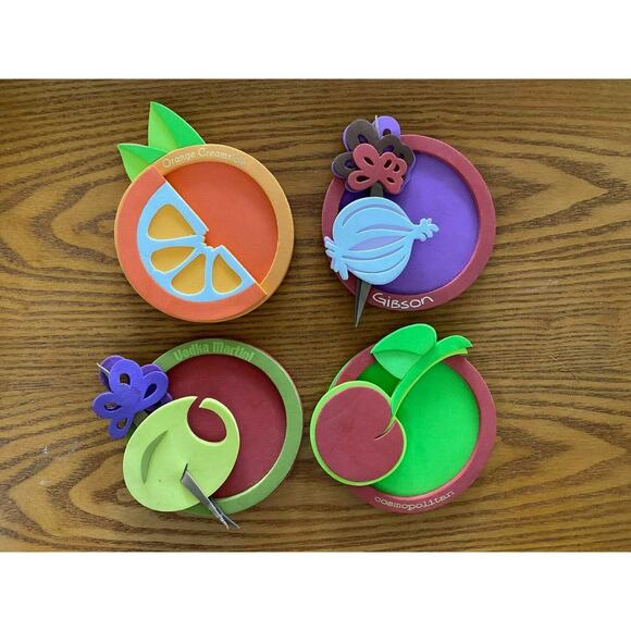 Vintage Coasters Recipe Cards in Funky Foam Cocktail Recipe set of 4 - Picture 2 of 13